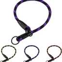 BronzeDog Rope Pro Training Dog Collar Braided No Pull Quick Release Round Lead Collars for Dogs Small Medium Large Puppy (M - 19.7" Long, Purple)
