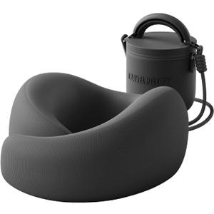 Travel Pillow - Memory Foam Neck Pillow Airplane, Neck Travel Airplane Pillow for Long Flight, Portable Travel Essentials, 360 Ergonomic Support, Machine Washable (Black)