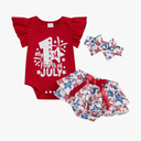 4th of July Baby Girl Outfits First Independence Day Fly Sleeve Romper Stars Shorts My 1st Fourth of July Outfit 0-3M