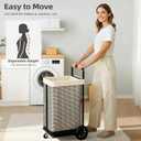 STORAGE MANIAC Rolling Laundry Cart with Wheels 37.4"H Laundry Hamper with Removable and Washable Canvas Liner Heavy Duty Laundry Basket Sorter Utility Cart Steel Frame for Clothes & Groceries, Beige