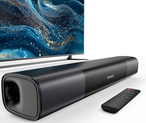 RIOWOIS Sound Bar for Smart TV, Bass Boost and Crisp Vocals,Bluetooth Soundbar for TV/PC/Gaming/Projectors,Optical/AUX/Wall Mount,17inch