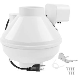 Dryer Booster Fan with Pressure Switch for Automatic Activation, Effectively Boosting Drying Efficiency and Reducing Lint Buildup. Compatible with Dbf110 Vent Booster Fans， 4-Inch With Plug, 167 CFM
