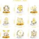 First Holy Communion Honeycomb Centerpieces, Baptism Decorations, God Bless Religious Party Table Decor, First Communion Table Centerpiece, Christening Baby Shower Party Decorations 9PCS