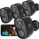 Rraycom 4Pack 5G/2.4G Security Cameras Wireless Outdoor,2K Battery Powered AI Motion Detection Siren Alarm WiFi Home Indoor Camera, Color Night Vision, 2-Way Talk, Waterproof, Works w/Alexa, Cloud/SD (Black)