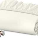 Royale Linens 100% Organic Cotton Fitted Sheet - Percale Weave - Super Soft Deep Pocket Bottom Sheets - Ivory Elastic Sheet Queen Size - Queen Fitted Sheets Only - (60"x80"+15", Ivory)