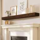Fireplace Mantel Handmade, 3'' Thick Wall Decor Long Floating Shelf, 60inch Rustic Wood Shelf with Invisible Brackets, Brown