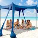 Beach Tent, UPF 50+ Sun Shelter with 8 Sandbags, Sand Shovels, Ground Pegs & Stability Poles – Portable Shade Canopy for Camping, Fishing, Backyard Fun, or Picnics (Navy Blue), 10 x 10 ft