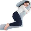 SAHEYER Body Pillow for Side Sleepers, 68 Inch Long Pillow Memory Foam Pillow with Cover, 3-Shaped Full Body Pillow Support Pregnancy - for Back, HIPS, Legs, Belly for Adults (Grey) (Medium)