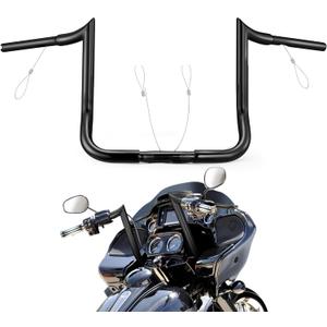 MoKitDora Street Electra Glide Ape Hanger 10" Rise 1-1/4" Fat 1" Clamp Monkey Bagger Meathook Bars for 1986-2023 Harley FLHT & FLHX Ultra Limited Tri-Glide, Black