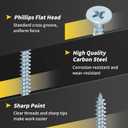 Wood Screws Assortment Kit, FIXLINK 240 PCS High Hardness Flat Head Wood Screws Set, Phillips Drive Assorted Screws, Contain 15PC Anchors and 8 Size (2-1/2,2,1-1/2,1-1/4,1,3/4,5/8,1/2), Zinc