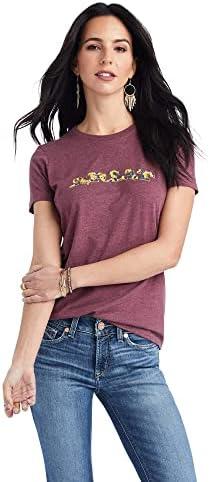 Ariat Women's Floral Letters Tee, Burgundy Heather, X-Small