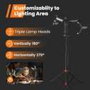 gogonova 2026 Rechargeable Work Light with Stand, 4 in 1 Cordless Camping Light, 700/1200/2200 Lumens, 4000/6500K Dimmable LED Work Lamp with Detachable TripodGrey