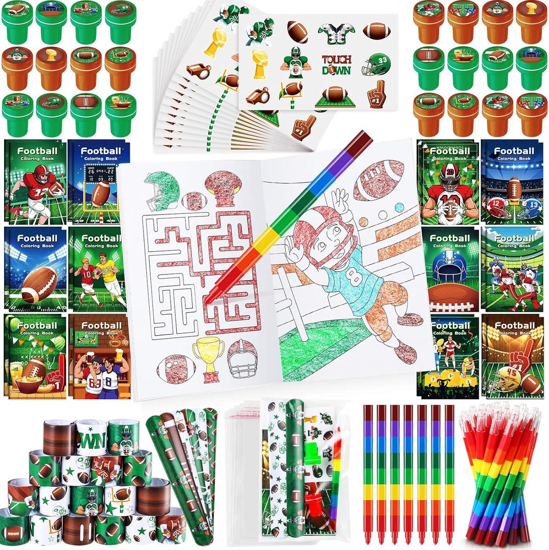 BenLouis 84Pcs Football Party Favors Sports Football Theme Birthday Party Favors Coloring Books Bulk for Kids Team Gift Goodie Bag Fillers Classroom games Rewards Supplies
