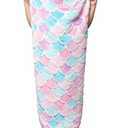 WERNNSAI Mermaid Tail Blanket - Wearable Mermaid Glow in the Dark Blanket for Girls, Toddler Soft Flannel Snuggle Throw Sleeping Bag for Kids Birthday (43.3 x 15.7)