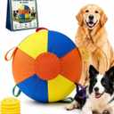 10/18/22" Calming Jumbo Ball for Dogs Durable Tear-Resistant Inflatable Big Ball Tough Herding for Play Exercise Toy with Heavy-Duty Handle Cover & Pump Fun Doggy Herding Dog Giant Tennis(A,10in)