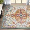 Area Rugs 9x12 Living Room Boho Rug Orange/Beige/Teal
