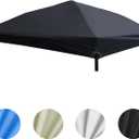 D&ONEHOS 10x10 Canopy Replacement Top, Waterproof Sunshade Canopy Tent Top Roof Cover for Outdoor Garden Patio Pavilion Sunshade with Silver Coated (Top Only,118.5x118.5,Black) (10x10-301*301cm)