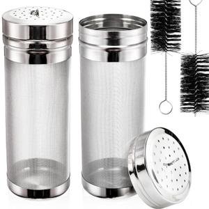 2 Pack Beer Dry Hopper Filters, 2.8 x 7 inch 300 Micron Mesh Hop Strainer with Lid, Stainless Steel Beer Hop Spider with Nylon Bristles, Brewing Filters Straining Keg for Home Coffee Juice