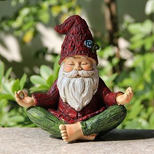 Smadeer Garden Yoga Gnome Statue, Outdoor Gnomes Figurine with Solar Lights, Knome in Yoga Pose for Garden Decor, Elf Sculptures and Statues for Patio Lawn Yard