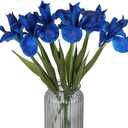 Royal Blue Iris Artificial Flowers 6 PCS Real Touch Flowers 18.9 in Long Stems Artificial Iris for Wedding Bridal Home Kitchen Party Decoration(Royal Blue)