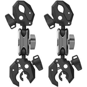 Motorcycle Bike Clamp Mount (2-Pack) for Insta360 X5 X4, Cycling Selfie Stick Pole Mount for GoPro DJI Osmo Action Pocket 3 Osmo 360 Nano Bicycle Handlebar/Seat Rail/Pipe Extension Bundle Accessories