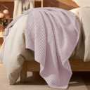 PHF Ultra Soft Waffle Weave Throw Blanket 50"x 60"- Washed Lightweight Breathable Cozy Woven Blanket for Bed - Aesthetic Decor for Couch Bedding Sofa Home Car - Lavender