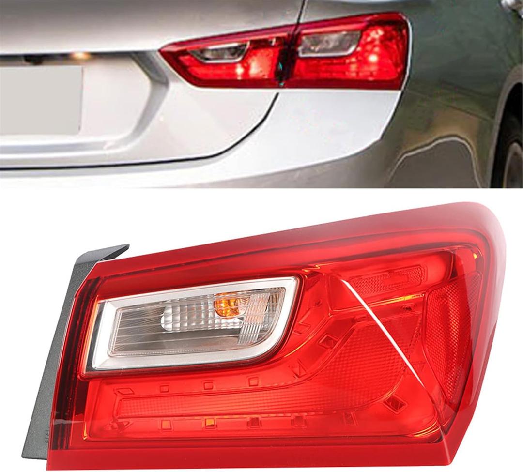 WFLNHB Right Side Tail Light Replacement for Chevy malibu 2016-2025 Incandescent Rear Outer Tail Light Lamp Assembly Passenger Side