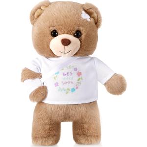 Deekin Get Well Soon Gifts for Kids Injured Recovery Bear Stuffed Animal Gifts Bear for Kids Adult with Broken Arm After Surgery Soft Bandage Plush 10 Inches(Brown,Arm Injury)