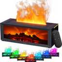 Fireplace Essential Oil Diffuser, Aromatherapy Diffuser, 150ml Ultrasonic Cool Mist Humidifier, 7 Colors Firelight Flame Diffusers with Remote, Waterless Auto-Off & Timer for Home Office(Black)