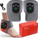 Foot Renew Triple Method Massager, Portable Foot and Ankle Massager for Circulation & Pain Relief, Wireless Vibrating Heating Pad Wrap Cordless Tendonitis Relief, Rechargeable Feet Massage (1 Pairs)