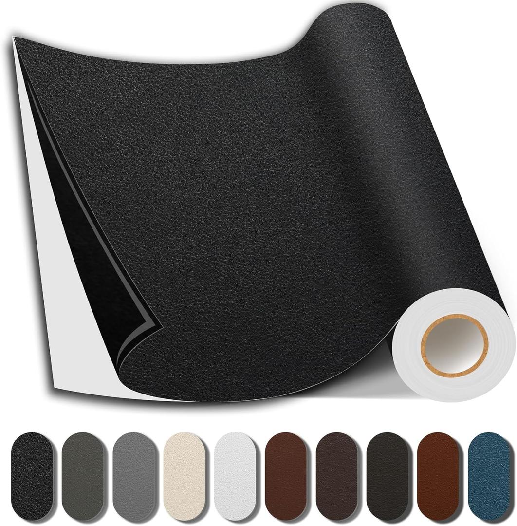 Leather Repair Patch, 17X79 Inch Repair Patch Self Adhesive Waterproof, DIY Large Vinyl Patches for Couches, Furniture, Kitchen Cabinets, Wall Black, 17X79 Inch
