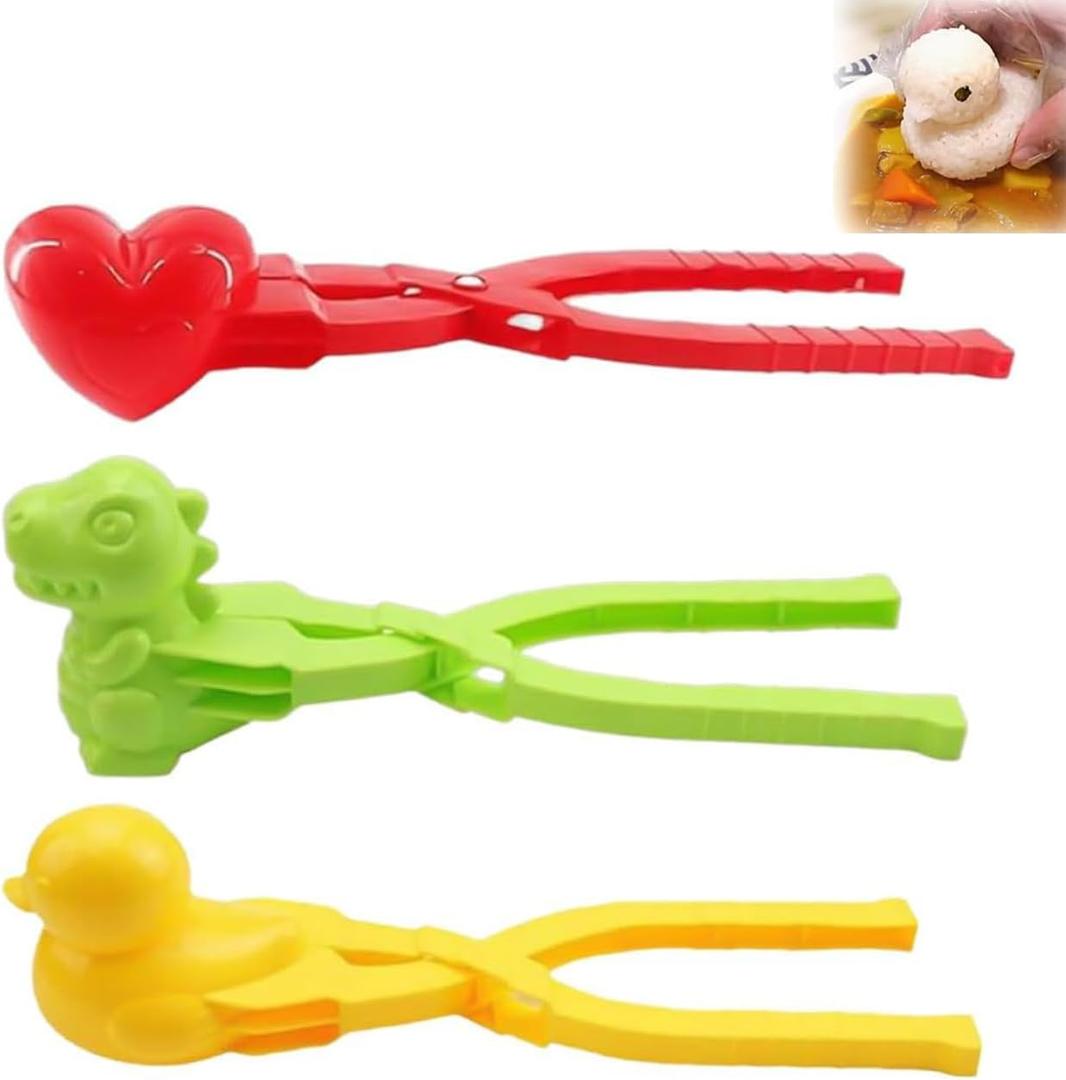 3 PCS Duck Dinosaur Heart Rice Molds for Sushi Making, Creative Animal Shape Sushi Molds, Duck Rice Ball Molds, Sushi DIY Set, 3D Onigiri Molds for Rice Balls, Sushi, Croquettes (Duck+Dinosaur+Heart)