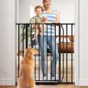 40" Extra Tall Baby Gate for Stairs, Auto Close Stroller Friendly Dog Gate Indoor for Doorways, Pressure Mounted 29"-40" Wide Baby Gate, Easy Walk Through Gate for Children & Pets, Black