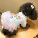 ANIAC Girl Dog Birthday Tutu Dresses Puppy Lace Skirt and Hairpin Cat Birthday Princess Dress Pet Clothes for Cats Small Dogs (Medium, White)