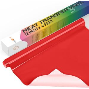 HTVRONT Heat Transfer Vinyl Roll -12" x 4FT Red HTV Vinyl for T-Shirts, Red Iron on Vinyl for All Cutting Machines - Easy to Cut & Weed for HTV Heat Transfer Vinyl Design