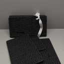 joybest Black Wicker Baskets for Shelves, 13.4L x 8.3W x 7.1H inch Hand-woven Storage Baskets for Pantry Organizing, Foldable Rectangular Bin with Handles, 2-pack