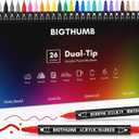 BIGTHUMB 26 Colors Acrylic Paint Pens, Dual Tip Acrylic Paint Markers with Fine Tip and Dot Tip, Paint Markers for Painting Rock, Wood, Canvas, Glass, Ceramic, DIY Crafts Making Art Supplies
