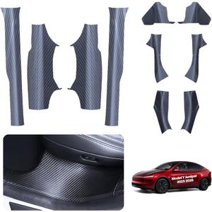 10PCS for Tesla Door Sill Protector Model Y Juniper Refreshed Accessories 2025-2026 Carbon Fiber Front & Rear Door Entry Model Y Scuff Plate Carpet Edge Guard ABS Juniper Interior