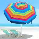 8 or 7 Ft Heavy Duty High Wind Beach Umbrella, Parasols with sand anchor & Tilt Sun Shelter, UV 50+ Protection Outdoor Sunshade, Umbrellas Carry Bag for Patio Garden Pool Backyard