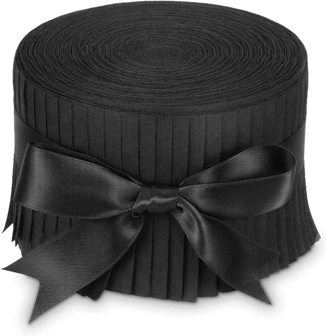 40 Pcs Fabric, 100% Cotton Precut Strips for Quilting, Crafting, and Sewing, 2.5" x 40" Patchwork Black Pre-Cut Strips for DIY Craft Decoration, Cushions, Tablecloths Making