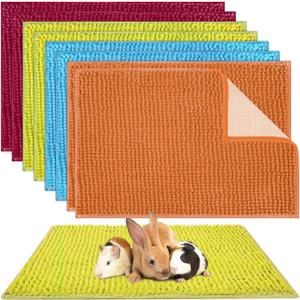 Barydat 8 Pcs Guinea Pig Cage Liner for Guinea Pig Cage Bedding Reusable Rabbit Mat Pad Washable Training Pad Animal Sleeping Bedding Mat(24x16'',Champagne, Lake Blue, Dark Purple, Grass Green)