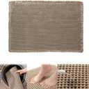 Waffle Knit Textured Bath Mat Non Slip, Super Absorbent Waffle Knit Bathroom Rug, Upgraded Dry Fast Waffle Runner Rug Bathroom, Machine Washable Waffle Weave Bath Mat (Brown,20 * 32in)