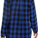 GUANYY Womens Plaid Shirts Button Down Flannel Shirts Long Sleeve Lightweight Shackets Business Casual Blouse (Blue, M)