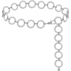 LIMHOO Metal Waist Chain for Women Chunky Belly Link Chain Belt for Dresses (S: Length 105cm (41.3in), O-ring Silver)
