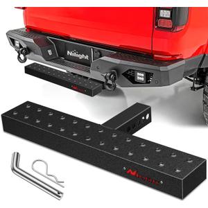Nilight Hitch Step with 2" Hitch Receiver Rear Bumper Guard Protector 23.5 Inch with 5/8" Hitch Pin Clip Upgraded Textured Black Anti Slip Hitch Step Bar for Pickup Truck Car SUV