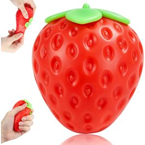 Strawberry Squishy, 3.35 inch Realistic Big Strawberry Squishy, Quick Rebound Strawberry Squishy Toy,Sensory Fidget Toy for Adults , Party Favor, Birthday Present (1pcs)