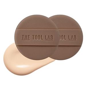 THE TOOL LAB Long-lasting Tension Puff (Glow type, Round) - Korean Olive Young Makeup Puff Sponge for Liquid Foundation Cushion Shading Blusher, 100% Pure Rubycell for Moisturizing Fitting - 2.1 inch