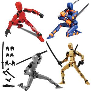 (Assembly Completed) 4 Packs T13 Action Figure, Dummy 13 3D Printed ActionFigure Toy Gifts for Kids, Robot 13 Action Figure Full Body Mechanical Doll Christmas Birthday Gift for Boys Girls