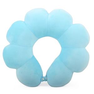 Flower Travel Neck Pillows for Airplanes Breathable Cotton U-Shaped Neck Pillow for Kids & Adults Head Neck Chin Support Rest Pillow for Traveling,Car,Train,Bus,Recline,Home,Office,Light Blue