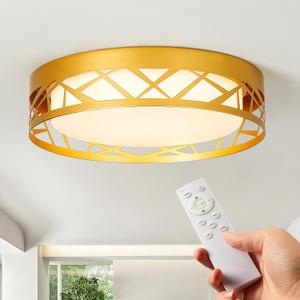foucasal Modern LED Flush Mount Ceiling Light with Night Light Gold 13", 12.79inch Vertical Pattern